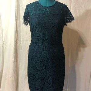 Banana Republic Green Lace Capsleeve Mini Dress